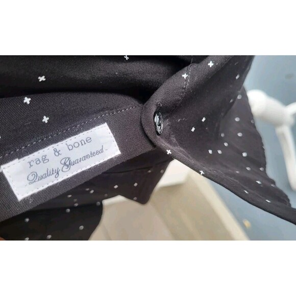 Rag & Bone Lucas Twist-Front Collared Black Printed Viscose Shirtdress Size S - Picture 9 of 10